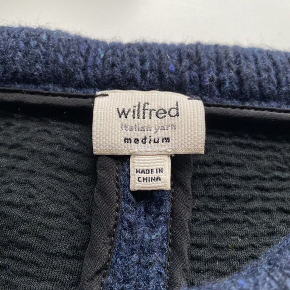 Wilfred Sweater Womens Medium Blue Italian Yarn 3/4 Length Sleeve Chunky Knit - Picture 6 of 8
